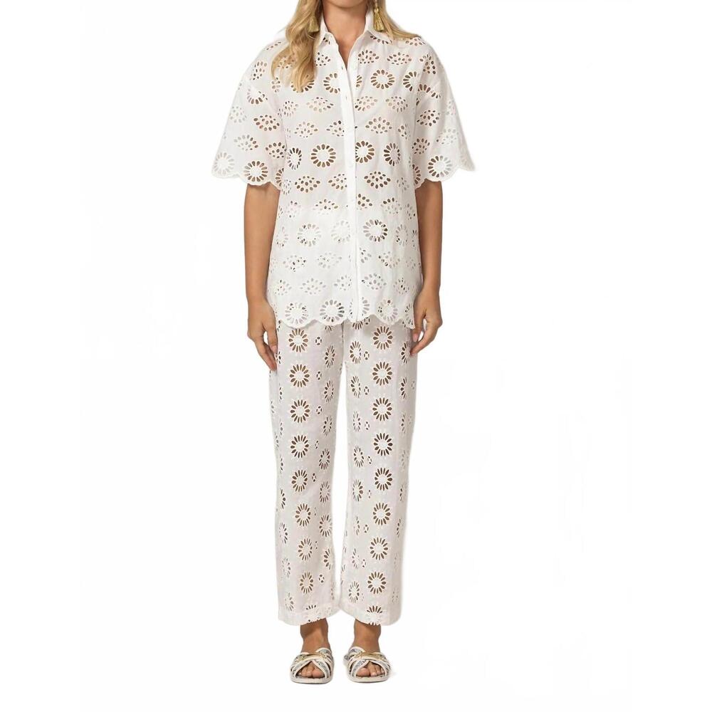 NEW MISS JUNE PARIS sorbet eyelet pants in white